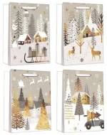 Dárková taška vánoční se zlatou ražbou (L)