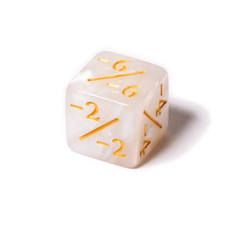 -1/-1 Counter d6 kostka - Mramorovaná Bílá