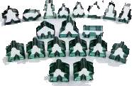Carcassonne: Kompletní sada průhledných tmavě zelených figurek (19 ks)