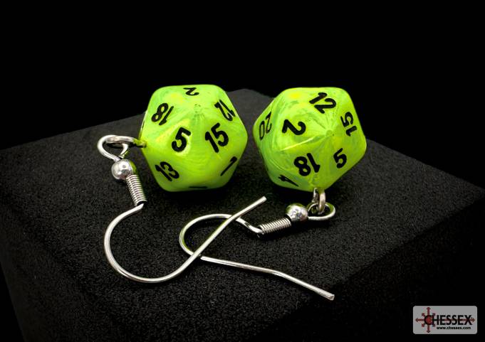 Náušnice Chessex zářivě zelená D20 - 54205