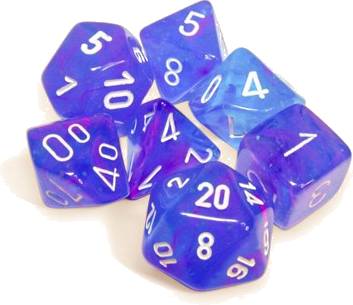 Sada 7 kostek Chessex - Nebula Aura / white - 27567