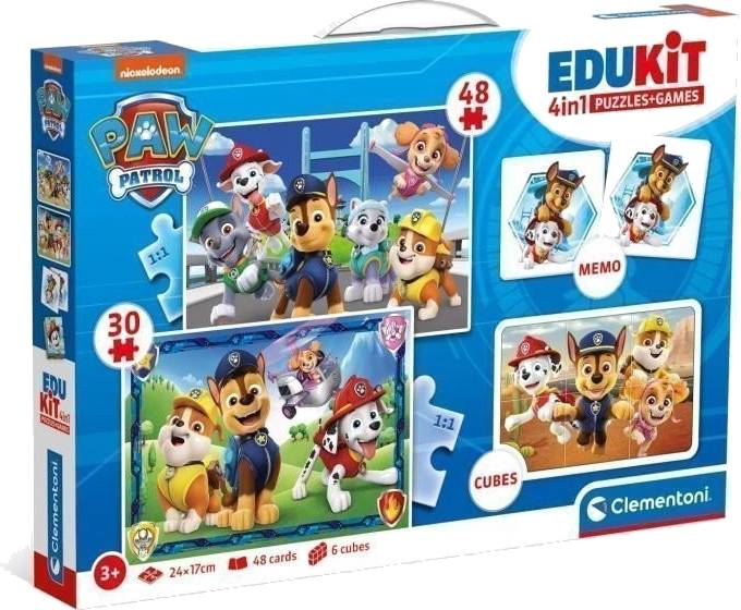 Edukit Disney Paw Patrol 4v1 (pexeso, 48 + 30 puzzle, 6 kostek)