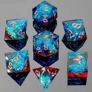 Captured Magic Hand Sanded Sharp Edge Resin Dice Set - Red/Blue (7)