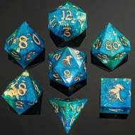 Captured Magic Handmade Sharp Edge Resin Dice Set - Sea Dragon (7)