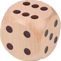 Dřevěná hrací kostka přírodní (černé tečky)