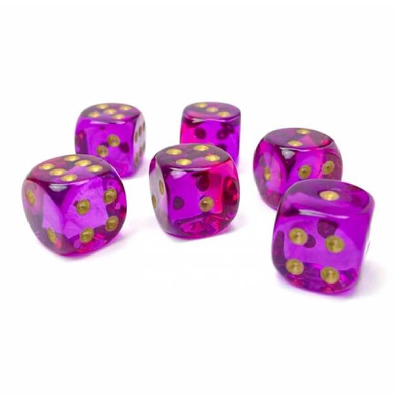 Kostka šestistěnná 16mm - Red-Violet/Gold