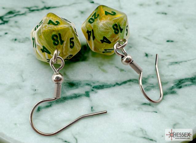 Náušnice Chessex Marble Green D20 - 54203