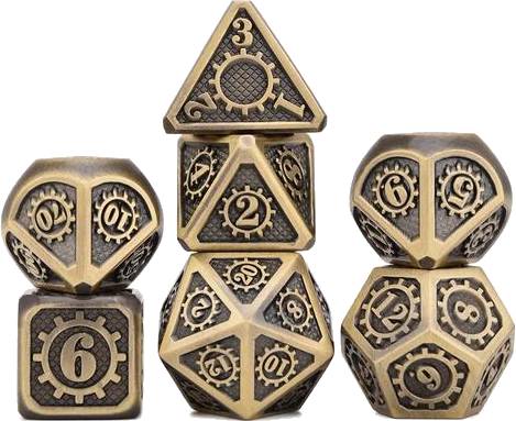 RPG set 7 kovových kostek - Steampunk bronz