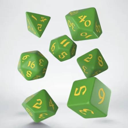 Sada 7 kostek Classic Runic dice set zelená/žlutá - QWSSCLR2F