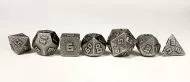 10mm Mini Metal RPG Ancient Silver Polyhedral Dice Set