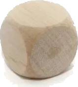 Dřevěná hrací kostka surová 25mm (bez potisku)