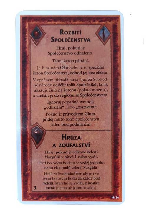 Válka o Prsten: Druhá edice - Errata - opravená karta Rozbití společenstva