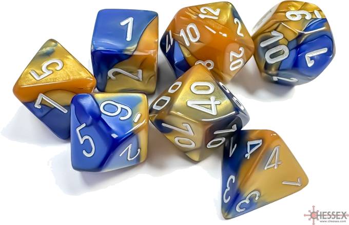 Sada 7 kostek Chessex - Gemini Blue-Gold / white- 26422