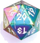 Barbarian 35mm Metal D20 Spin Down - Chromatic Rainbow