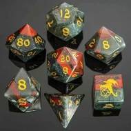 Dragon's Hoard Gemstone Polyhedral Dice Set - Bloodstone