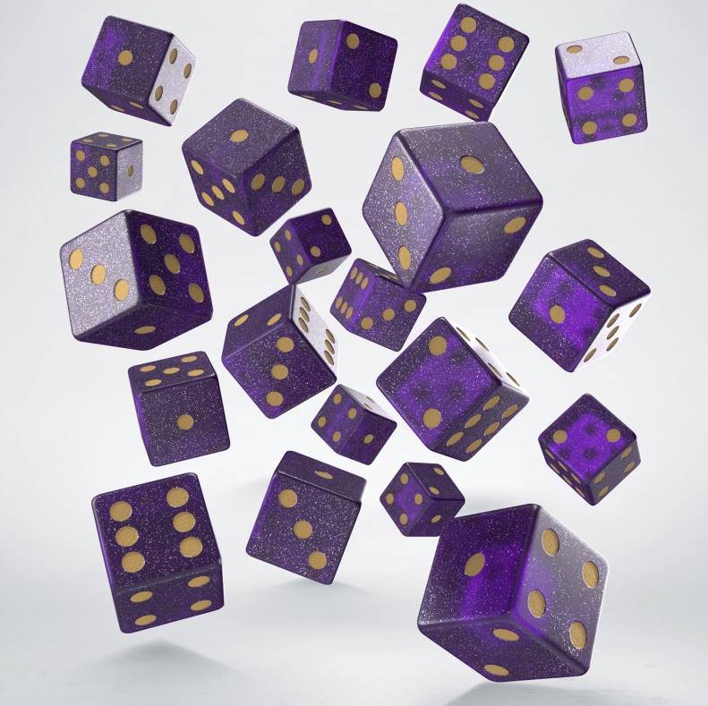 Full Pack of D6s: Shimmering Purple & Gold - sada 20 kostek
