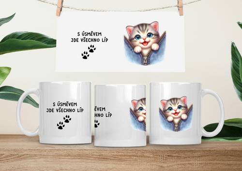 Hrneček čumáček 330ml porcelán Kočička