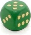 Dřevěná hrací kostka zelená (zlaté tečky)