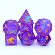 Captured Magic Hand Sanded Sharp Edge Resin Dice Set - Purple (7)