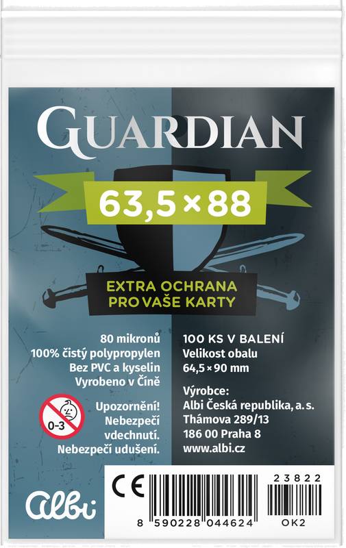 Obaly na karty Guardian pro karty 63,5 × 88 mm - 100 ks