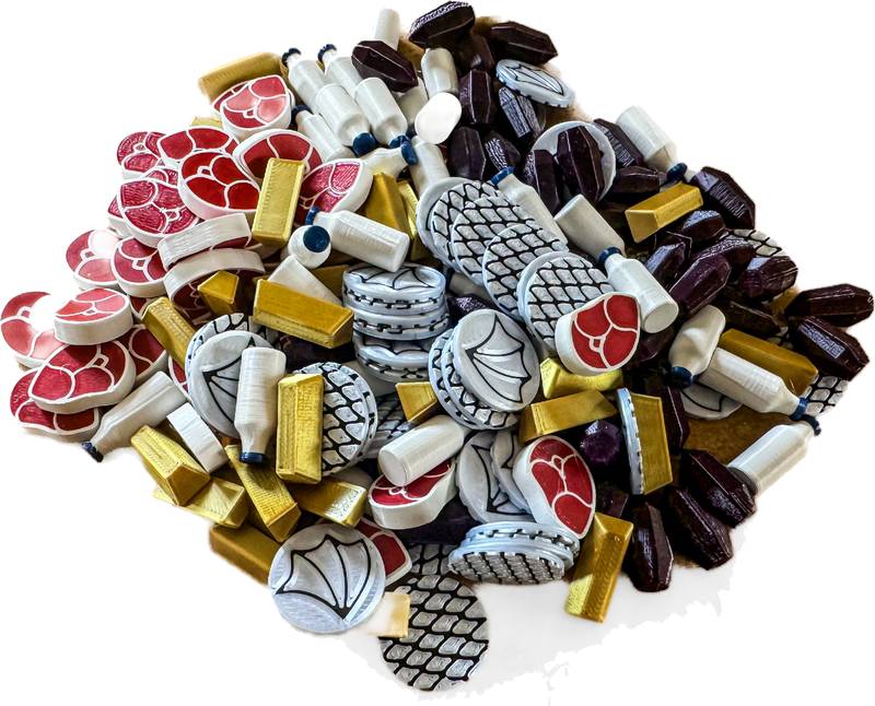 Na křídlech draků - žetony surovin a mince