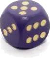 Dřevěná hrací kostka fialová (zlaté tečky)