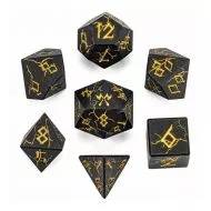 Metal Solid Barbarian Dice Set - Matt Black/Gold
