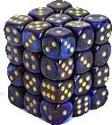 Dice Set Scarab Royal Blue/Gold 12mm D6 (36x)