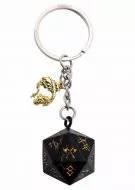D20 Keychain with Dragon Charm - Barbarian Black