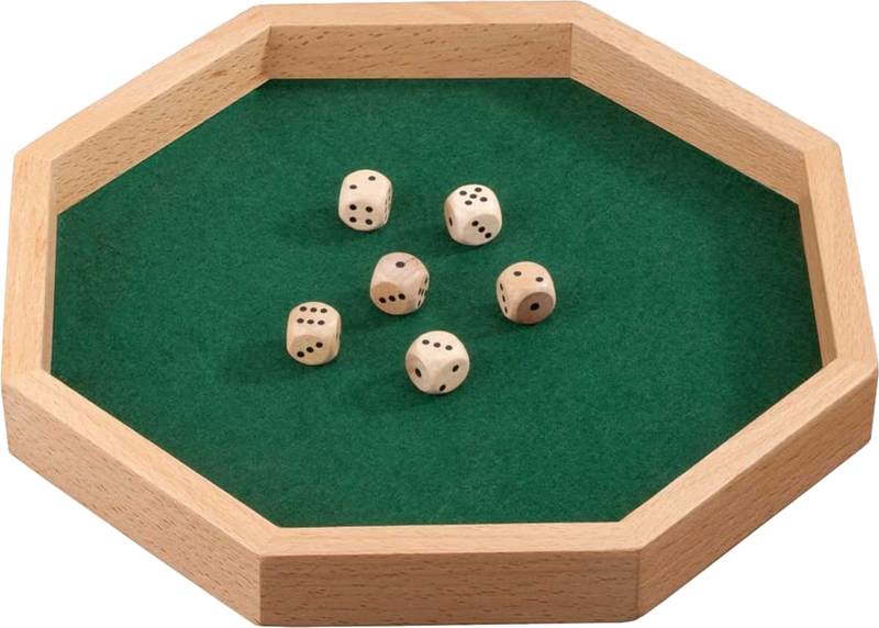 Hrací plato na kostky - dřevo a plátno, oktagon (Dice Tray) (Philos 3205)
