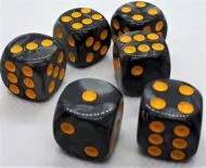 Dice Set D6 Pearl: Black/Gold (12x)
