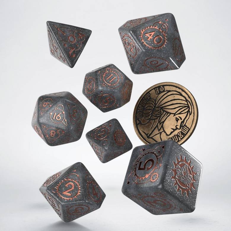 Sada 7 kostek - The Witcher Dice Set - Ciri - šedá a bronzová - SWCI04