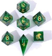 Always Watching Dragon's Eye Sharp Edge Resin Dice Set - Green