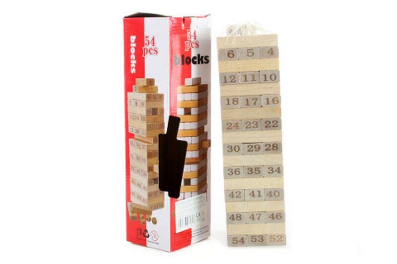Dřevěná jenga, věž s čísly