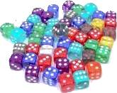 Šestistěnná kostka (K6) - Průsvitná (12 mm)