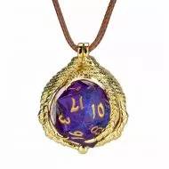 Dragon's Claw Necklace with random sharp resin D20s Gold