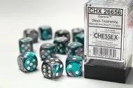 Dice Set Gemini Steel-Teal/White 16mm d6 (12x)