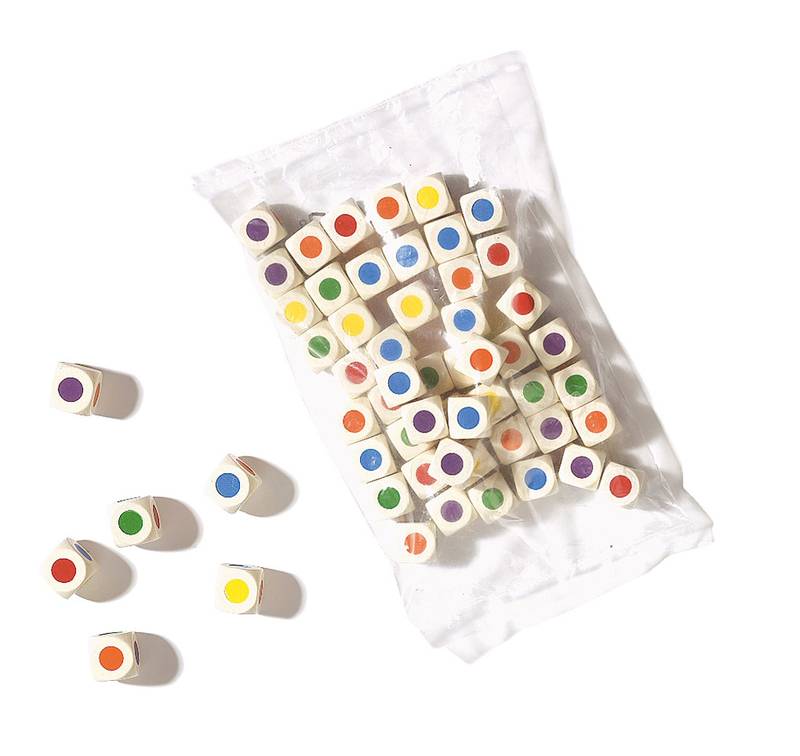 Kostka D6 16mm dřevěná s barvičkami (Philos 7020)