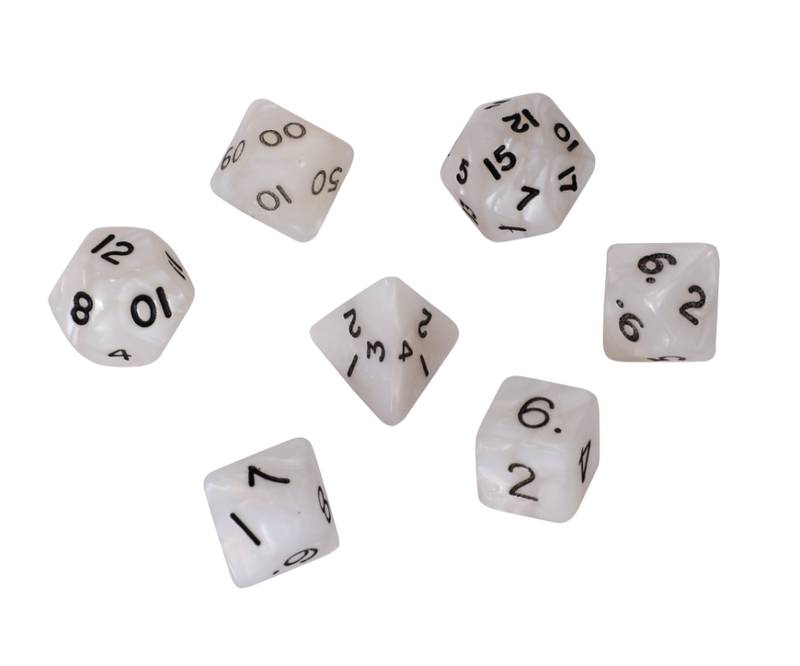 Sada 7 kostek 16mm pro RPG - Bílá s černou 112911 (HOTGames)