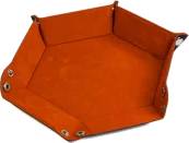 Velvet Leatherette Hex Dice Tray (Orange)