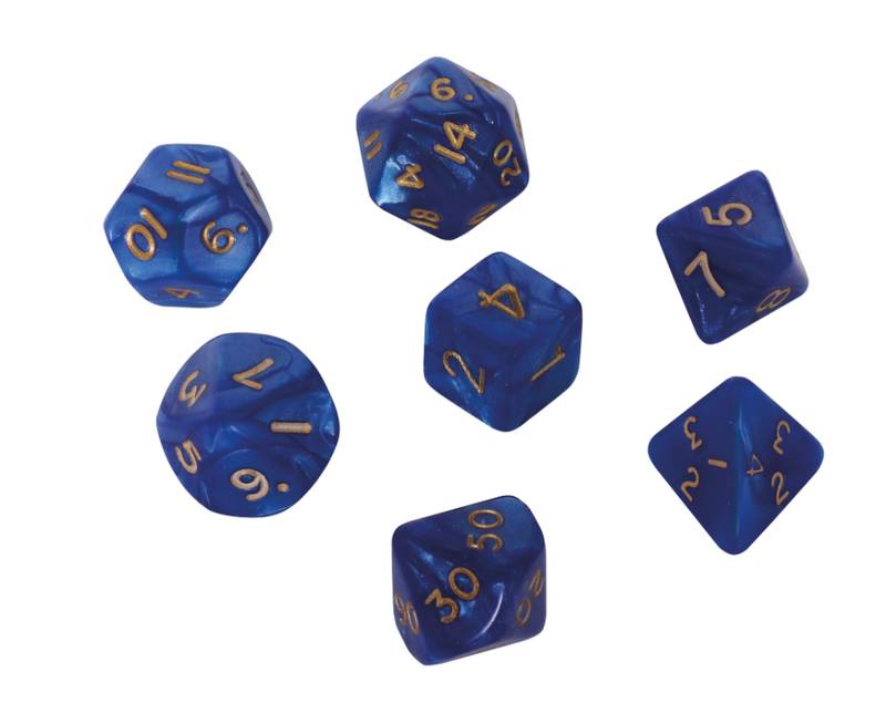Sada 7 kostek 16mm pro RPG - Modrá se zlatou 112913 (HOTGames)