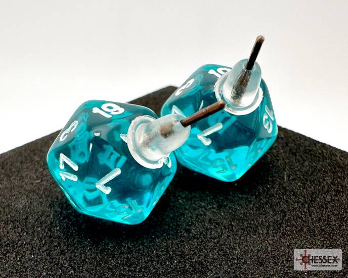 Náušnice Chessex Translucent Teal D20 - pecka - 54502