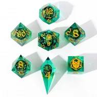 Always Watching Sphere Of Many Eyes Sharp Edge Resin Dice Set - Green