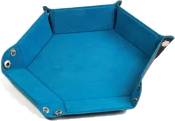 Velvet Leatherette Hex Dice Tray (Blue)
