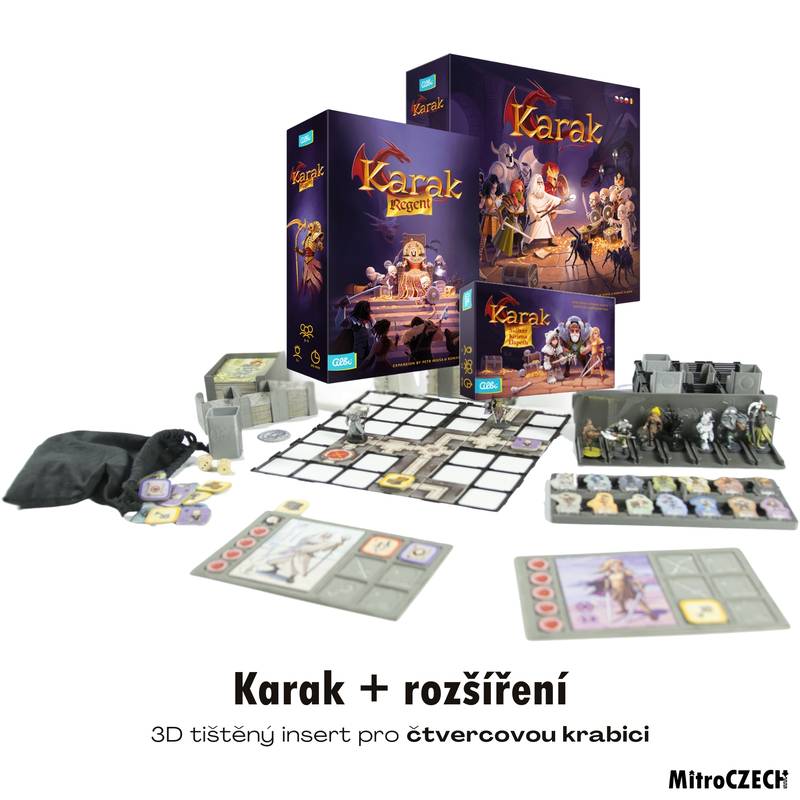 Karak (v2) + Regent + figurky - insert pro hru Barva: Lesklá tmavě šedá, Sada 20 mřížek: ano - chci mřížky ve stejné barvě