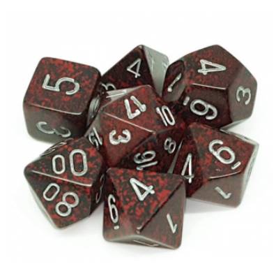 Sada 7 kostek Chessex - skvrnitá Silver Volcano - 25344