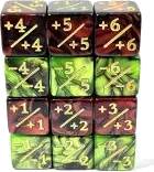 Dice Set D6: Counterdice +/- Mix Red + Green (12x)
