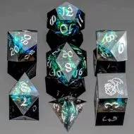 Captured Magic Handmade Sharp Edge Resin Dice Set - Black (7)