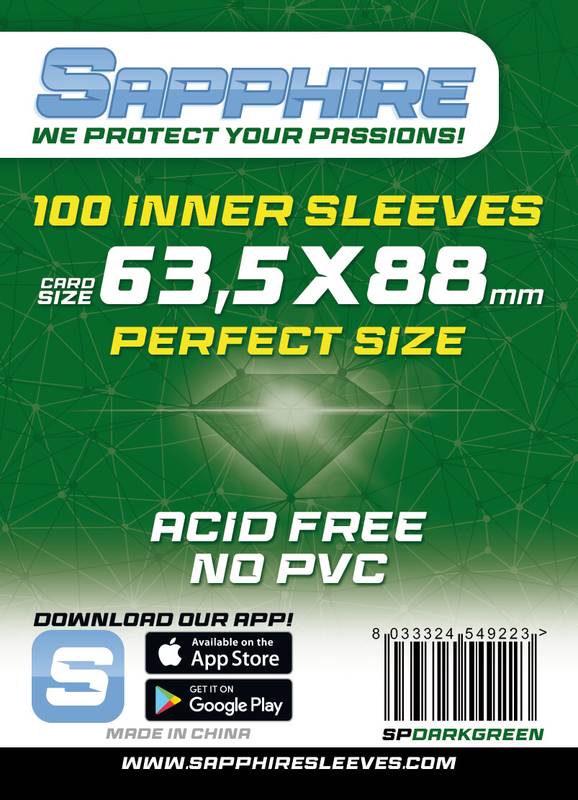 Obaly na karty Sapphire Dark Green - Inner Sleeves - 63,5 x 88 mm 100 ks
