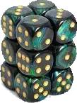 Dice Set Scarab Jade/Gold 16mm D6 (12x)